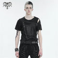 Devil Fashion Men Black Punk Zipper Decoration Short Sleeve T-Shirt Casual Tops