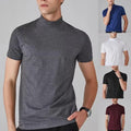 Slender Fit Men Short Sleeve T Shirt Half High Neck Casual Summer Wear