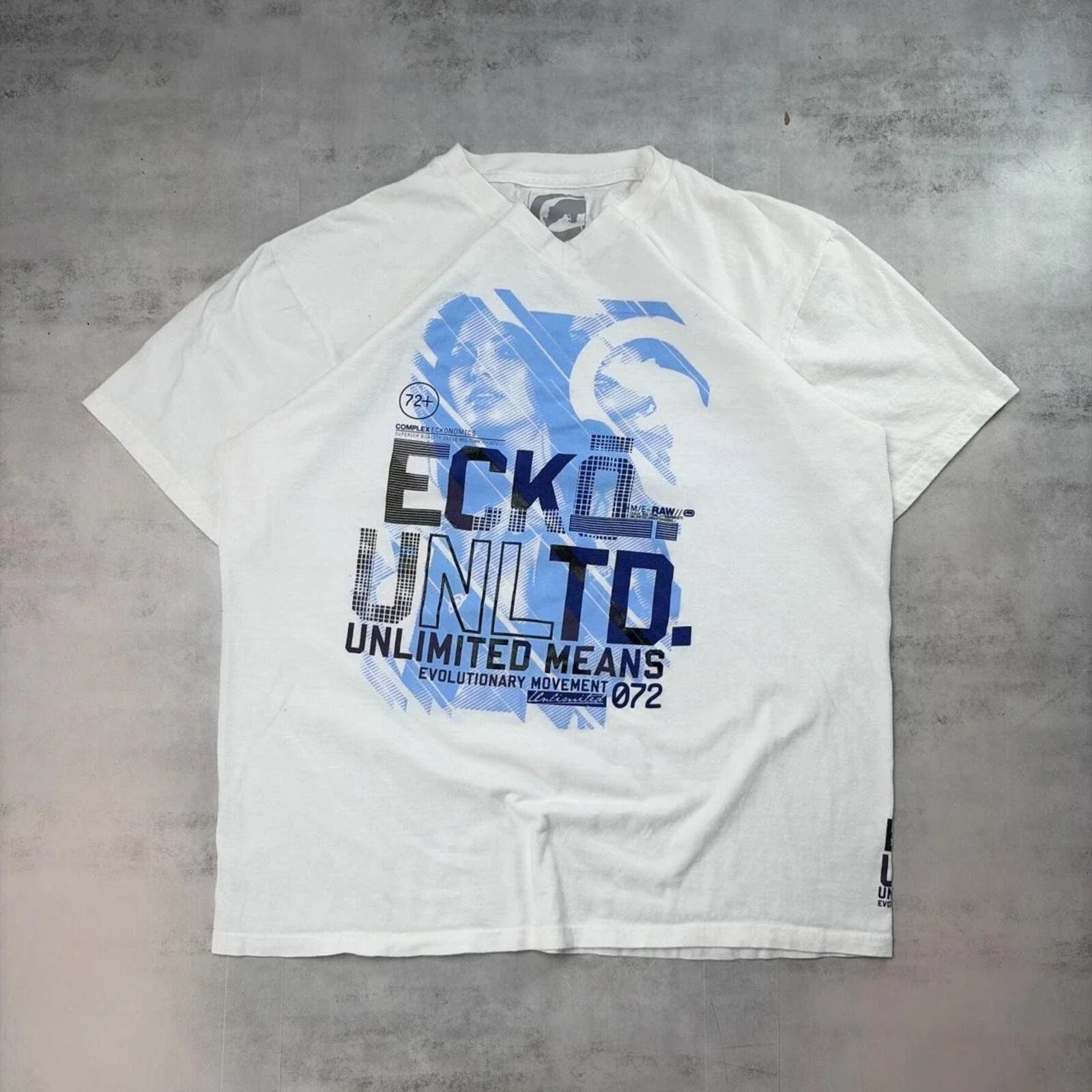 Y2K White Ecko Unltd Grunge Skater T-Shirt