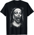 Horror Creepy Nun Demon Unholy Evil Occult Alt Scary Goth Gift Unisex T-Shirt