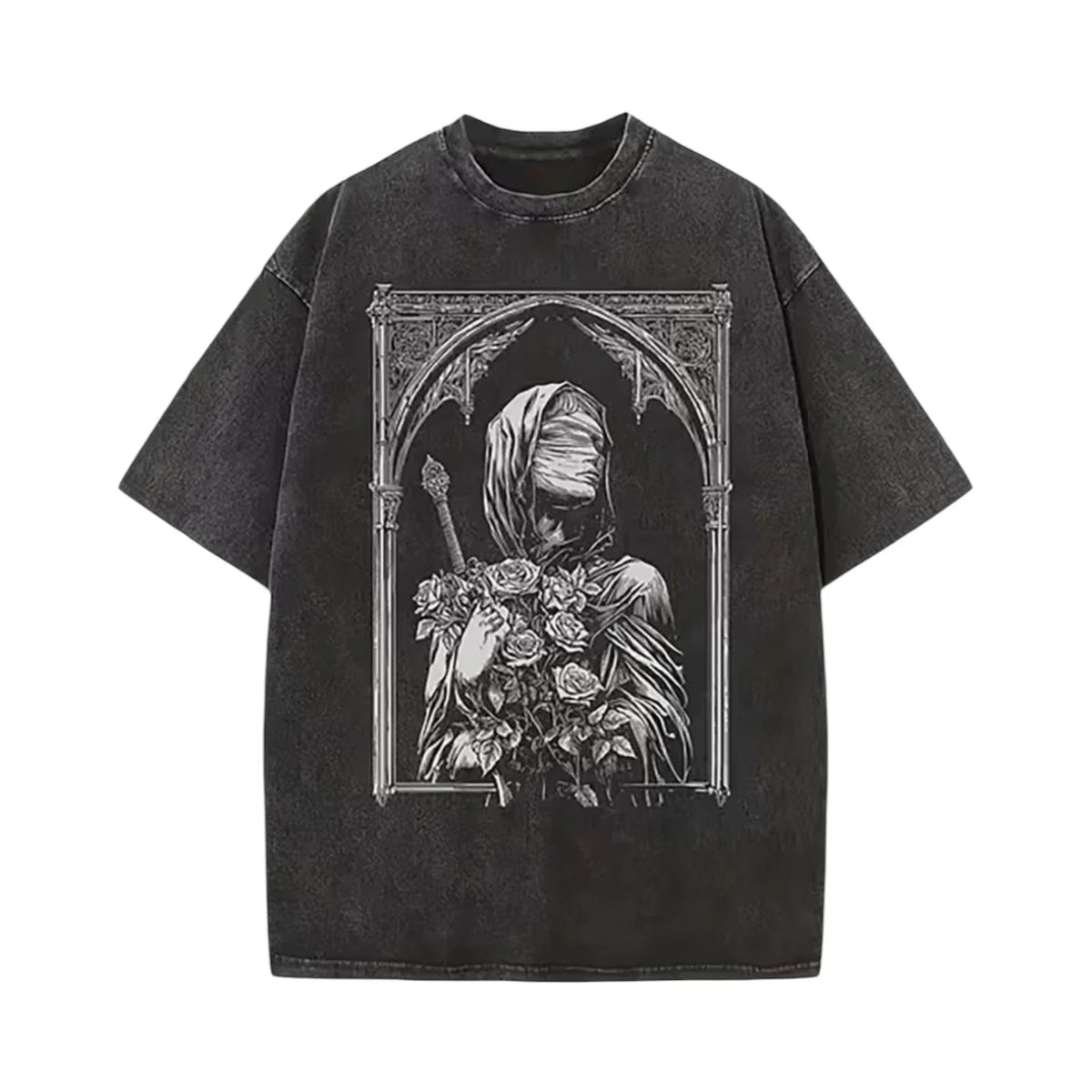 Black T-Shirt Size L Blind Gothic Monk Vintage Graphic Streetwear Cotton
