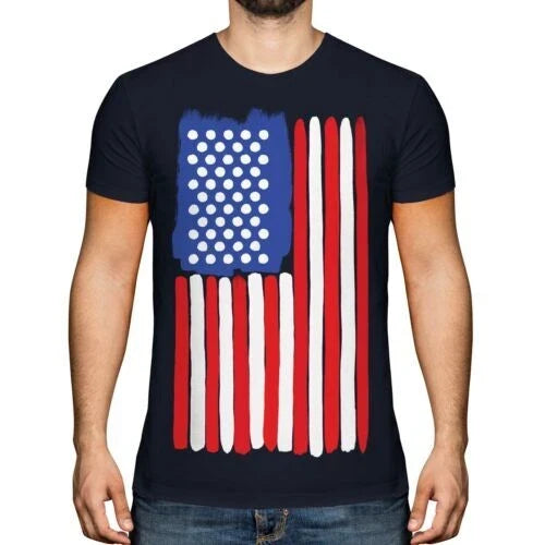 Stars and Stripes Painted Flag Pop Art Fashion Men T-Shirt Top USA Swag