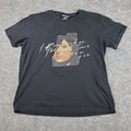 H&M Shirt Men Large Black Crew Neck Short Sleeve Graphic Stretch Pullover Casual
