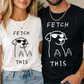 Funny FETCH THIS Dog Stencil Unisex T shirt Swearing Dog Middle Finger Joke Tee