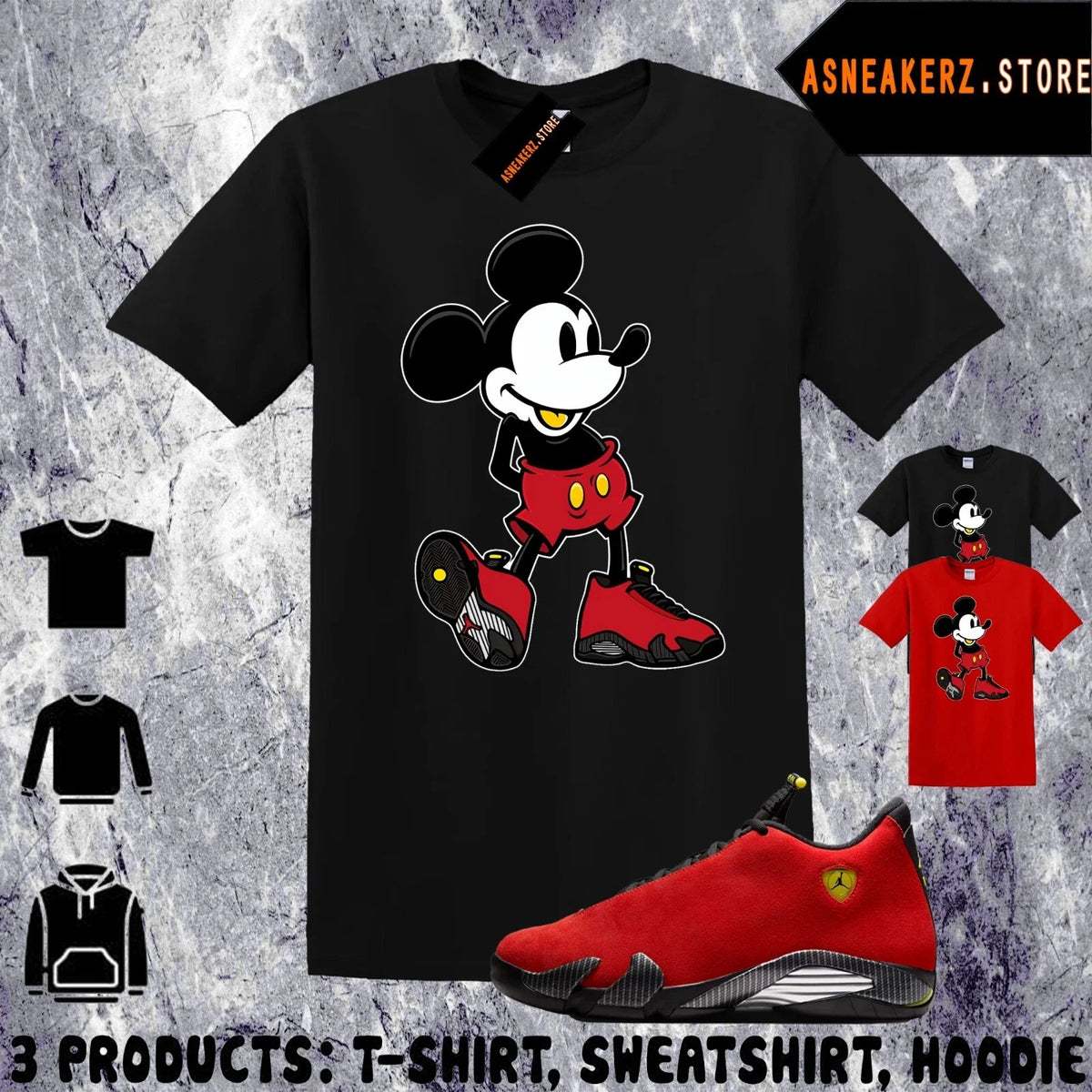 Tee Shirt Matching AJ 14 Ferrari 2025 Match Sneaker Sneakerhead M Mouse T-Shirt