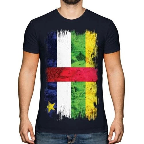 Central African Republic Grunge Flag T-Shirt Tee Central African