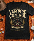 Department of Vampire Control T-Shirt Funny Vampire Hunter Goth Tee Black XS-5XL