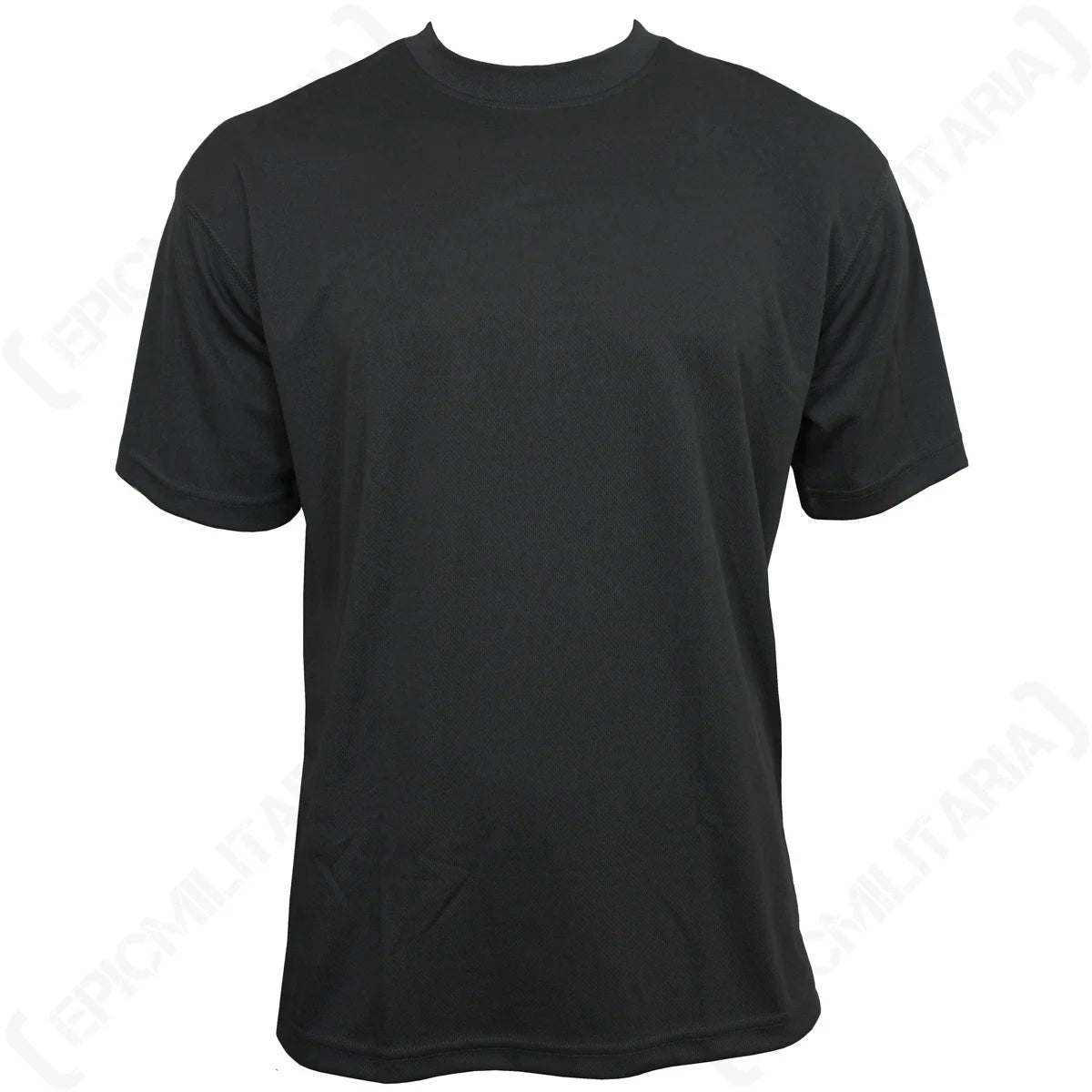 Quickdry Black T-Shirt - Sports Exercise Tactical 100% Polyester Athletic New