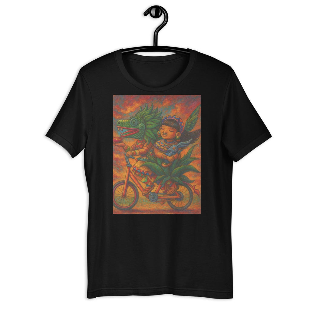 Quetzalcoatl Little Girl Bicycle T-Shirt Cute Aztec Mexican Art Tee