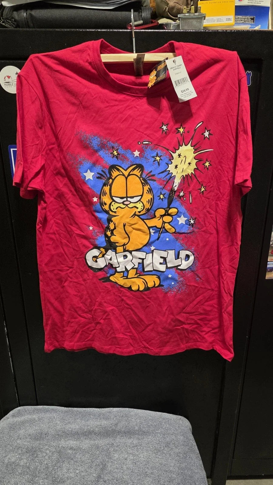 Garfield Red T Shirt Fireworks Size Large 4th of July