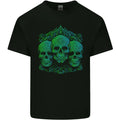 3 Ornate Green Skulls Gothic Goth Mens Cotton T-Shirt Tee Top