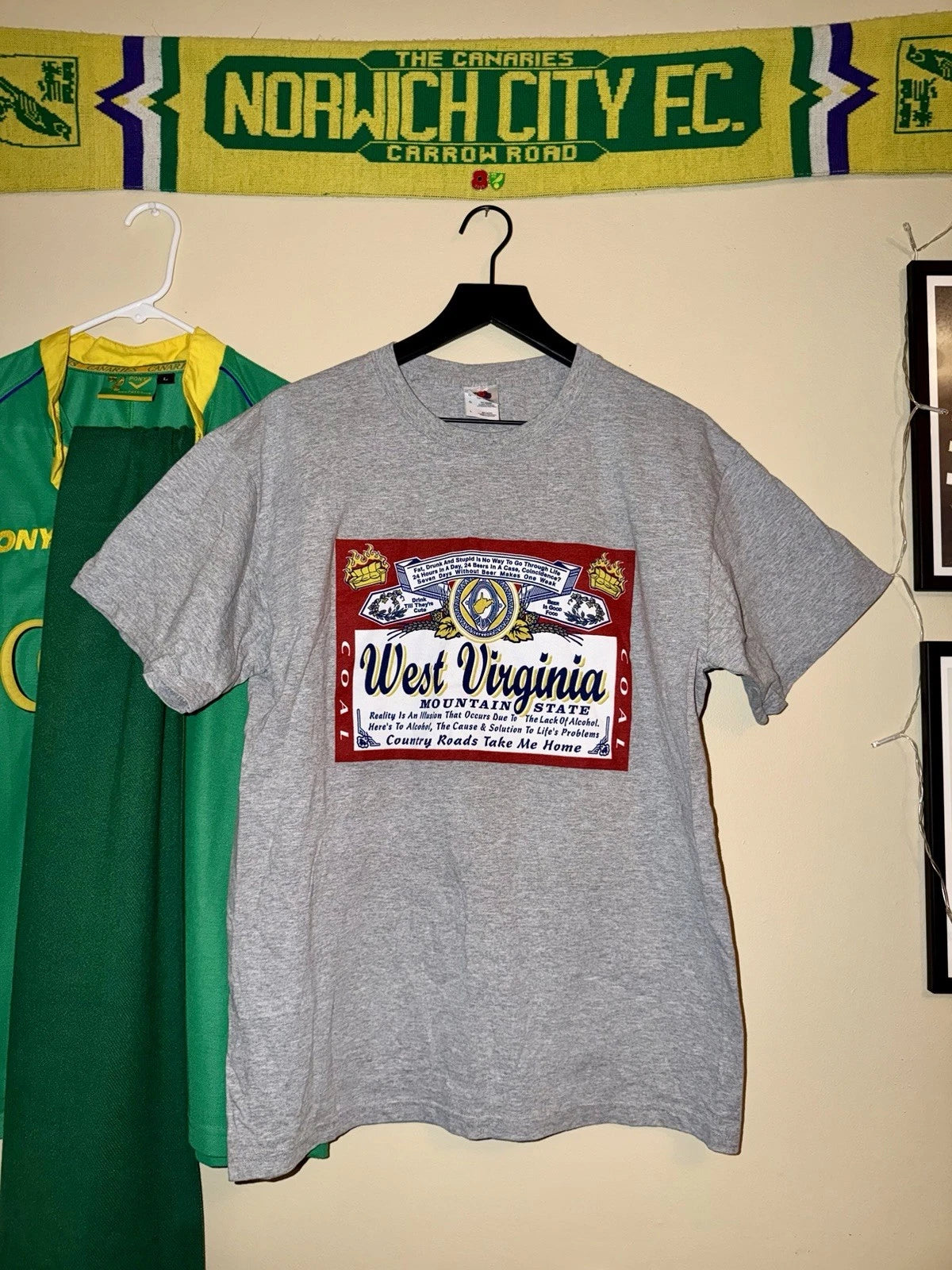 Fruit Of The Loom West Virginia Budweiser Grey Shirt Size Large