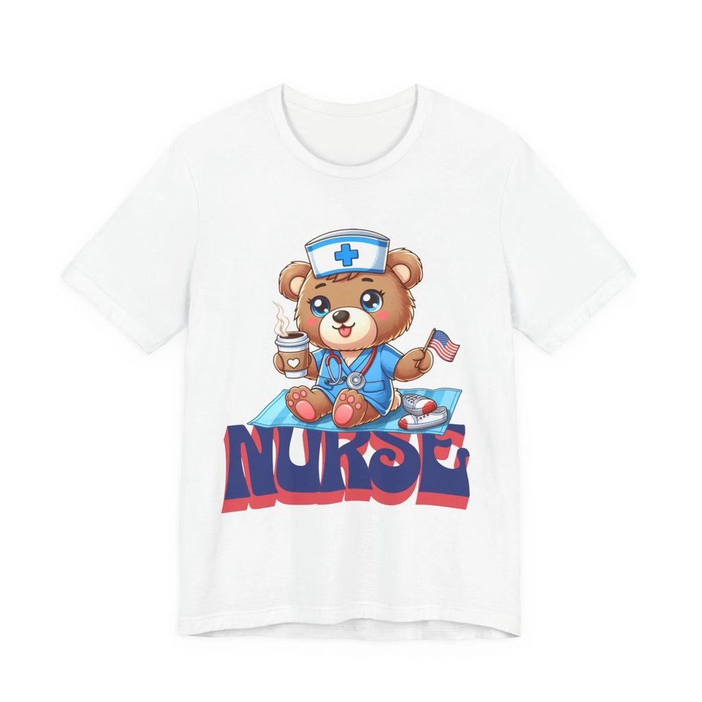 Cute Nurse Teddy Bear Tee | Coffee, Stethoscope, Medical Cute Design