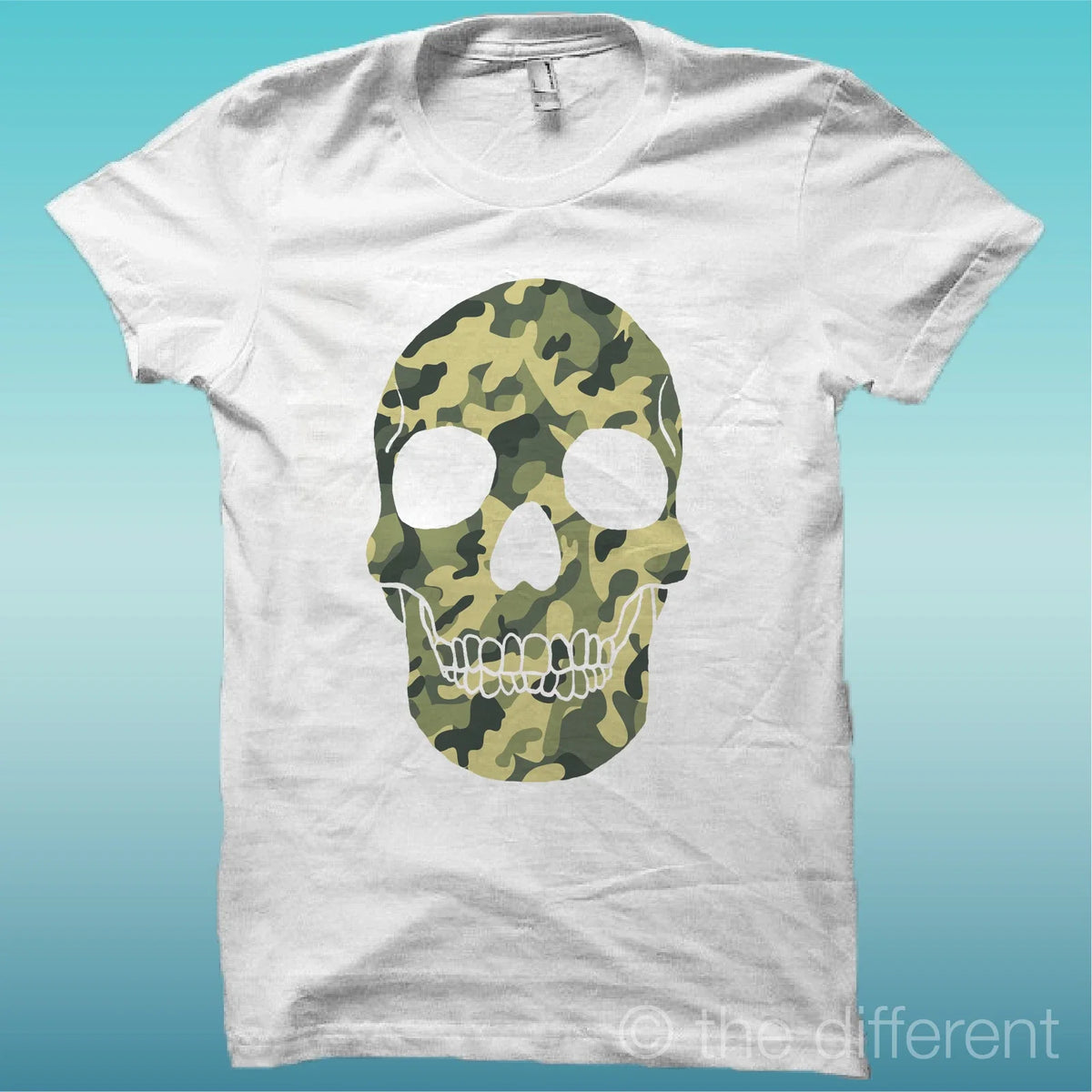 T-Shirt Skull Military White The Happiness Is Have My T-Shirt New