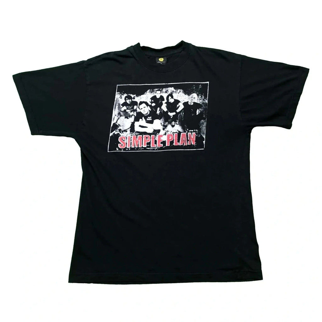 Vintage Y2K Simple Plan T Shirt Mens Medium Black Rock Band Graphic Tee