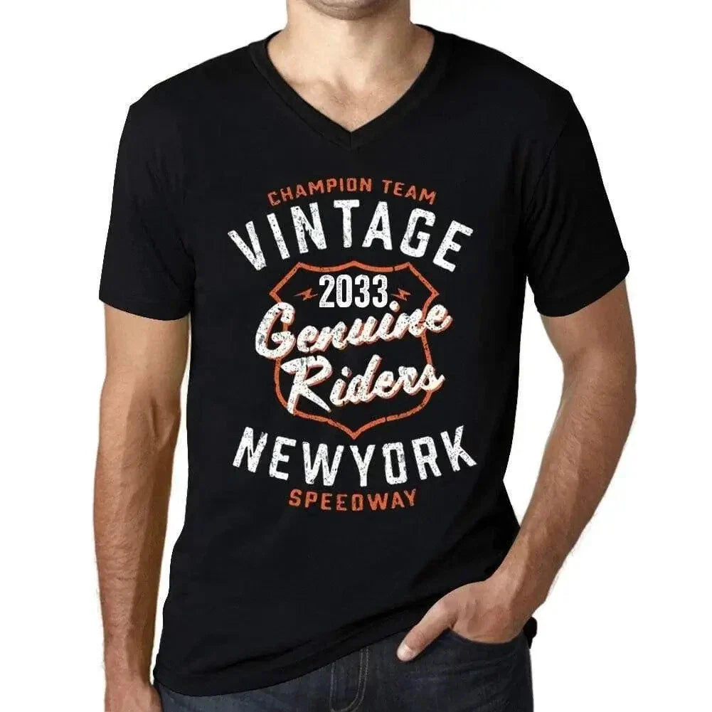 Men's Graphic T-Shirt V Neck New York Genuine Riders 2033 Eco-Friendly Limited