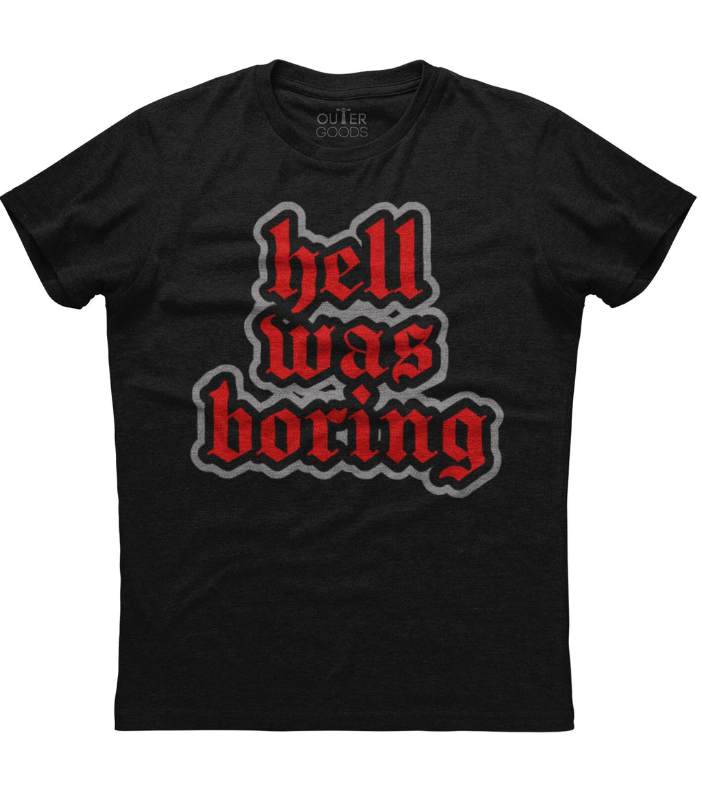 Hell Was Boring Goth Aesthetic Mens Short Sleeve Cotton Black T-shirt