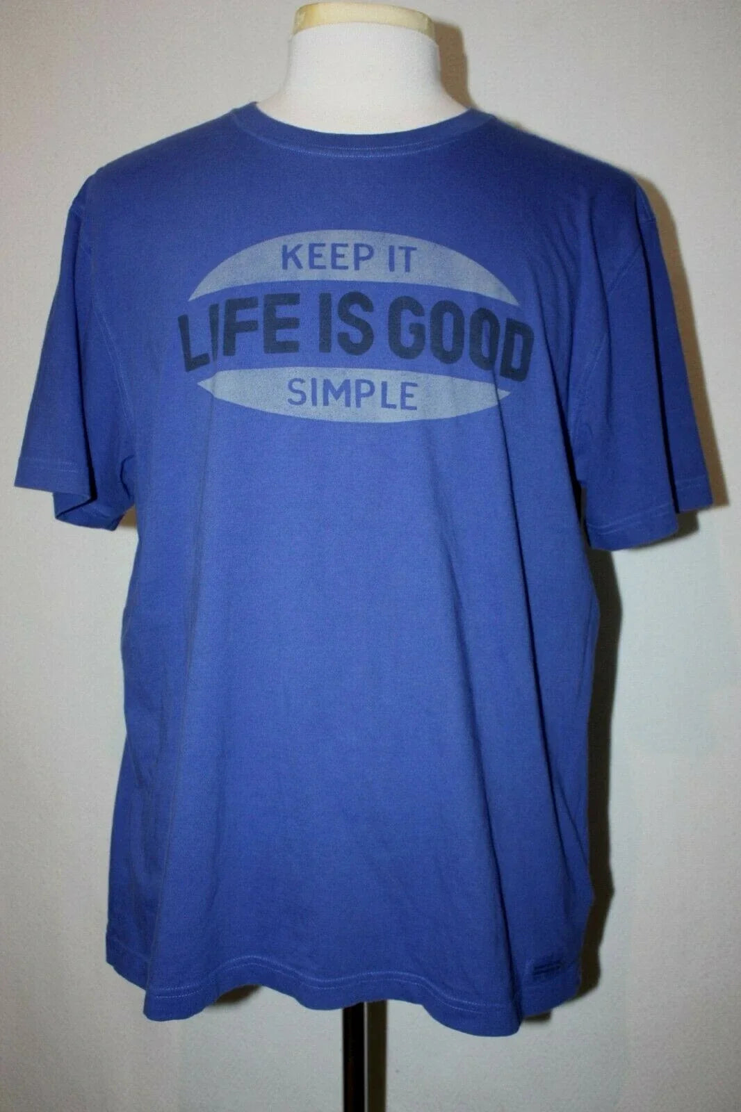 Life is Good Sz Large Royal Blue T Shirt Cotton "Keep It Simple"