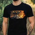 Mens Owl as Firefighter Motif Cotton T-Shirt Size XS to 5XL