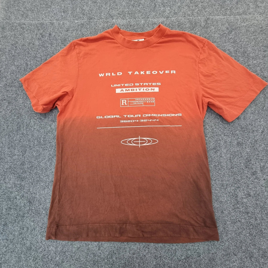 Collusion Shirt Men LARGE orange short sleeve cotton T Shirt Casual Size L