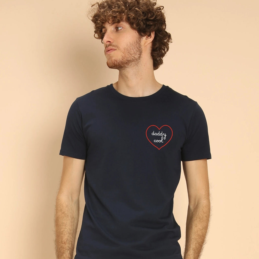 T-Shirt Man short Sleeve Daddy Cool - Heart Color Navy Blue