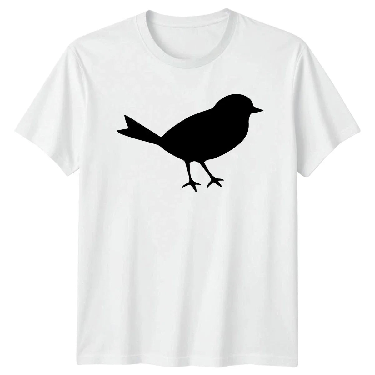 Simple Bird Silhouette Black Graphic T-Shirt Bird Watching Wildlife Nature