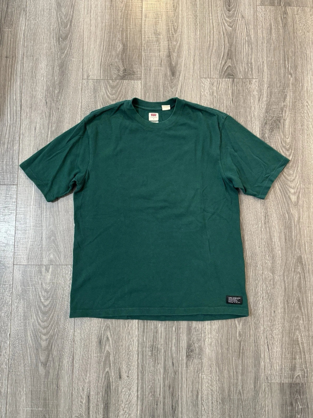Early 00s Levi’s Oversized Tee, Forrest Green, Minimalist Thick Tee - S