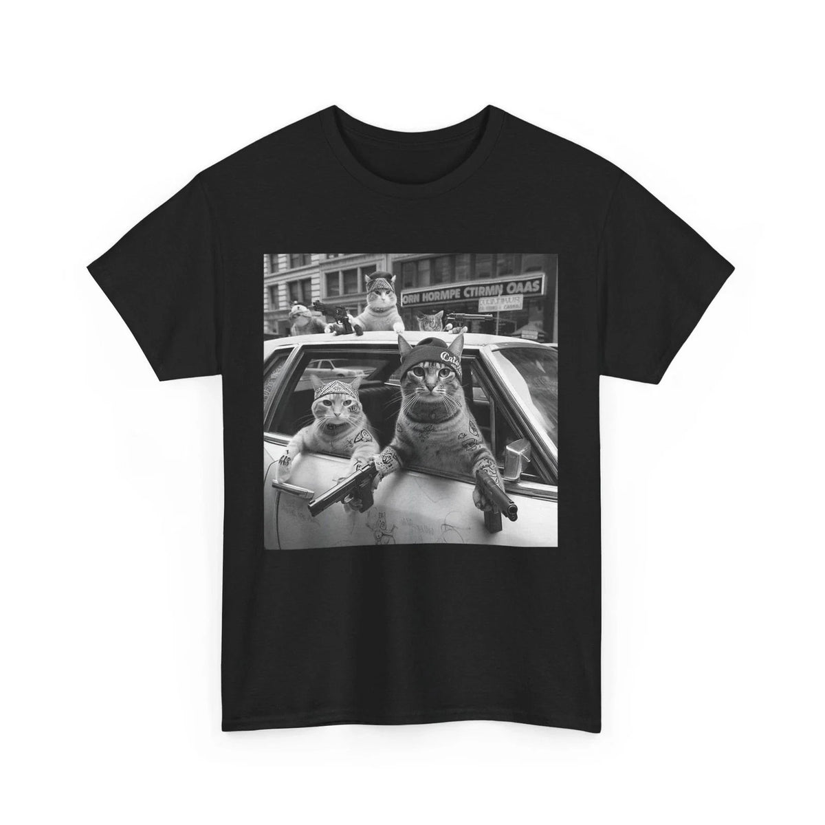 Cat Meme Funny T-Shirt, Gangster Cats Street Women Men Shirt