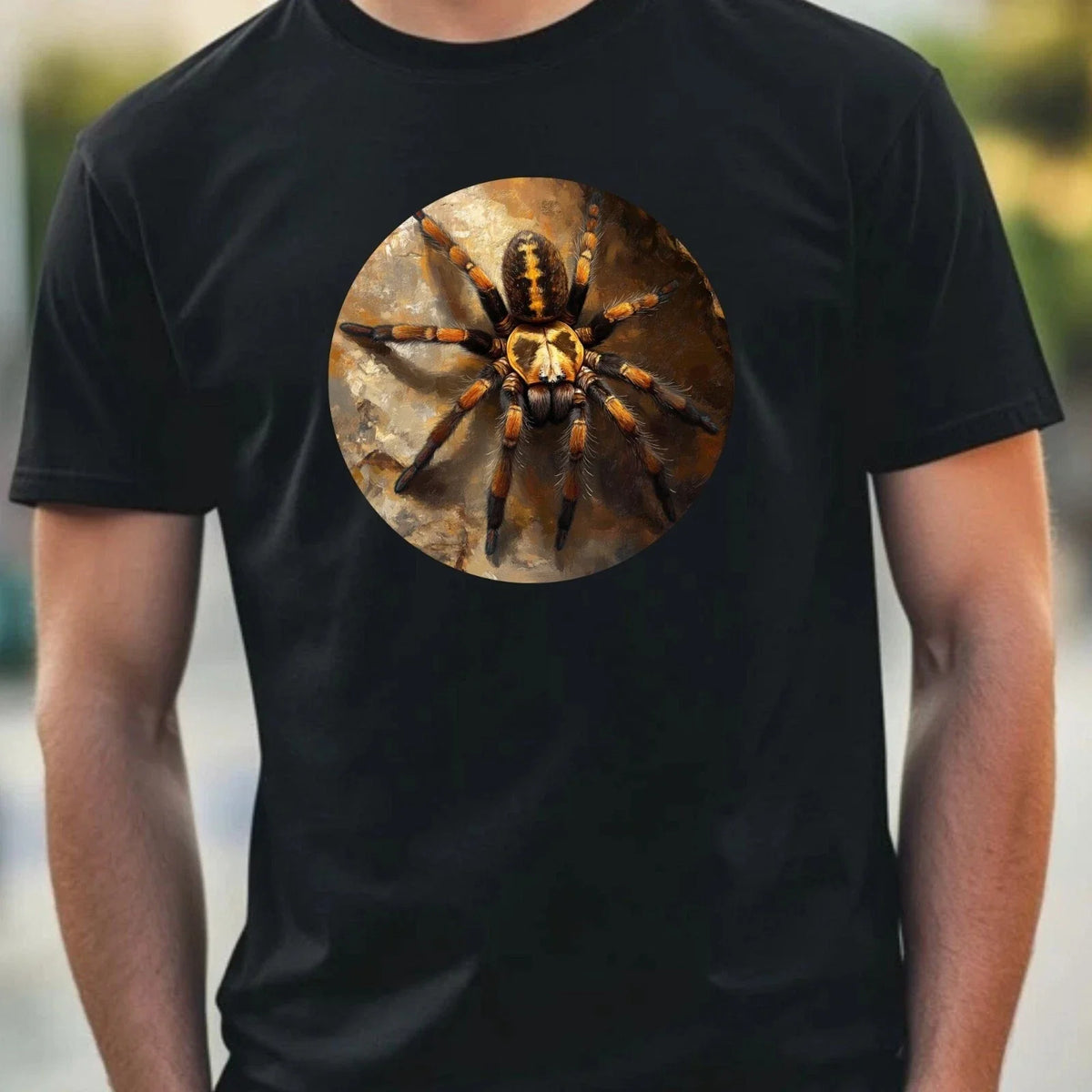 Mens Tarantula Portrait Motif Cotton T-Shirt Size XS to 5XL