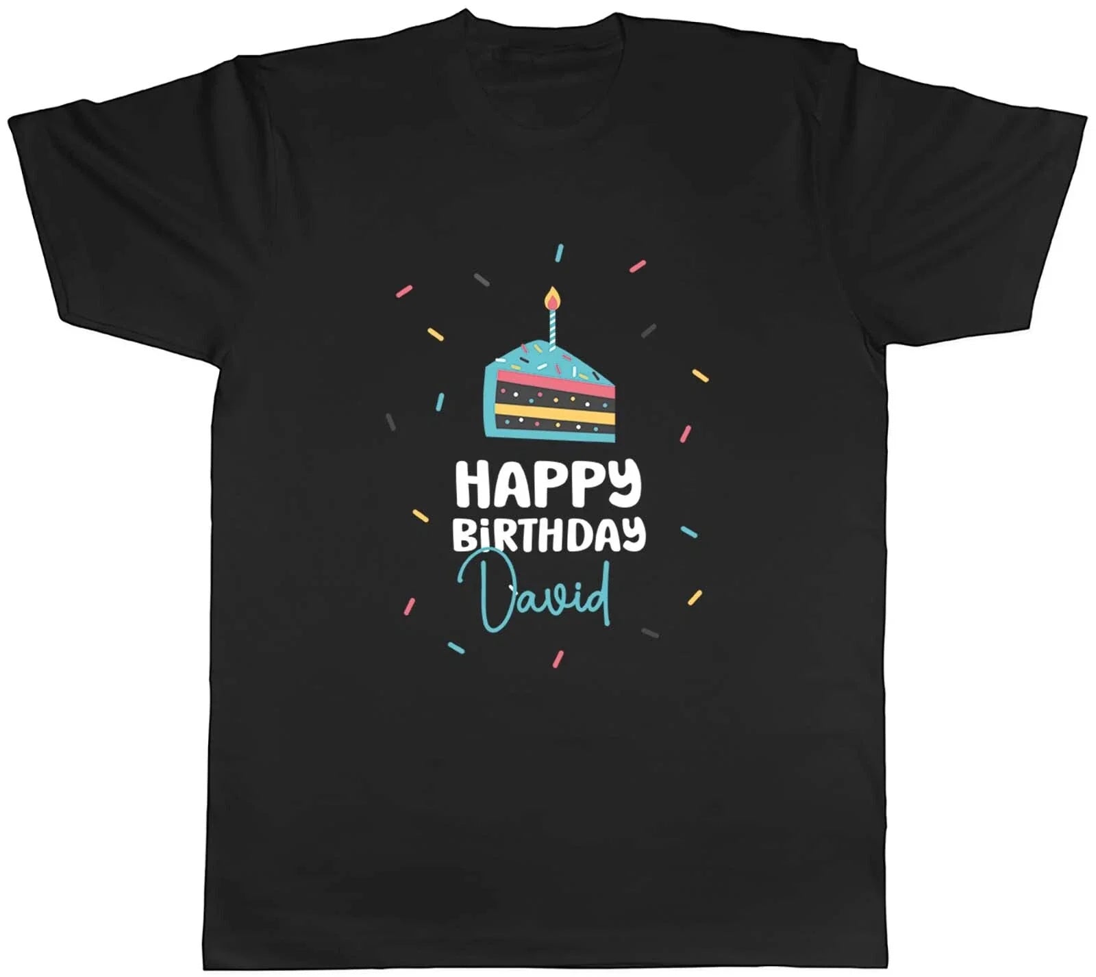 Personalised Happy Birthday Celebration In Blue Mens Unisex T-Shirt Tee Gift