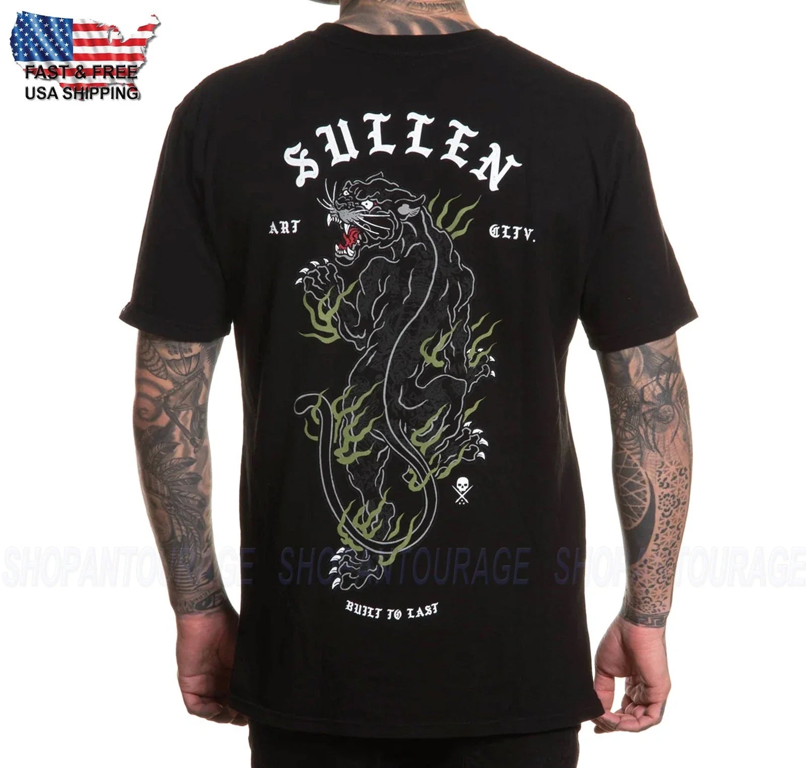 Sullen Crawling Panther Premium Fit SCM7582 New Short Sleeve T-shirt For Men