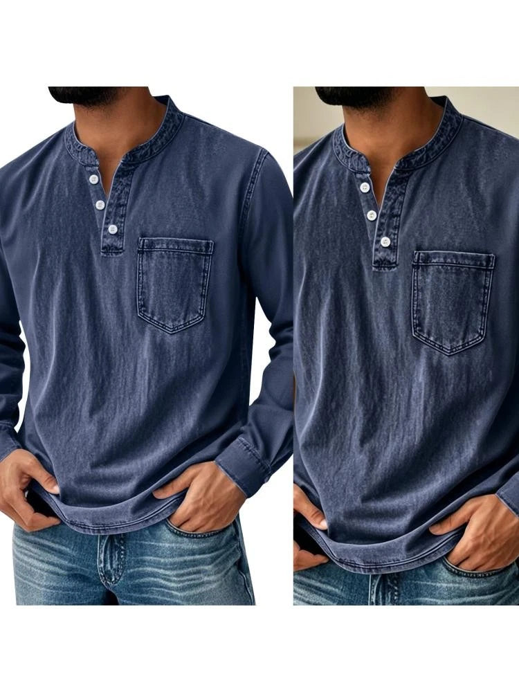 Casual Fabric Shirt Loose Fit Turn Down Collar for Men Streetwear Business