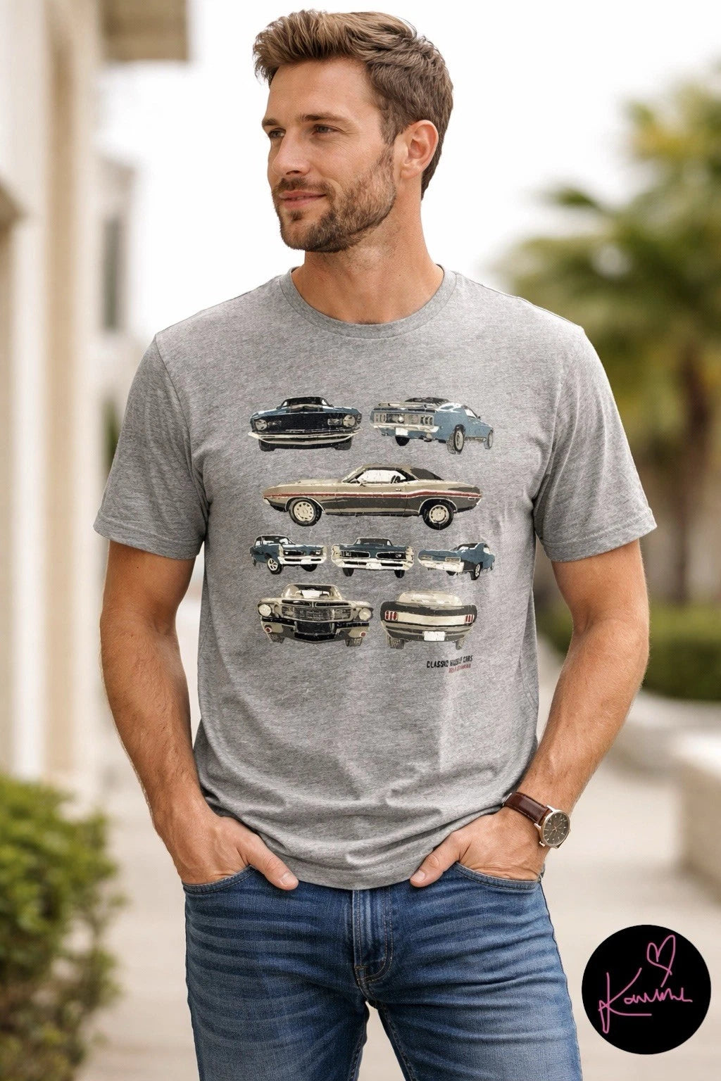1966 GTO T-shirt Front View Classic Muscle Car Minimalist Line Art Graphic Tee