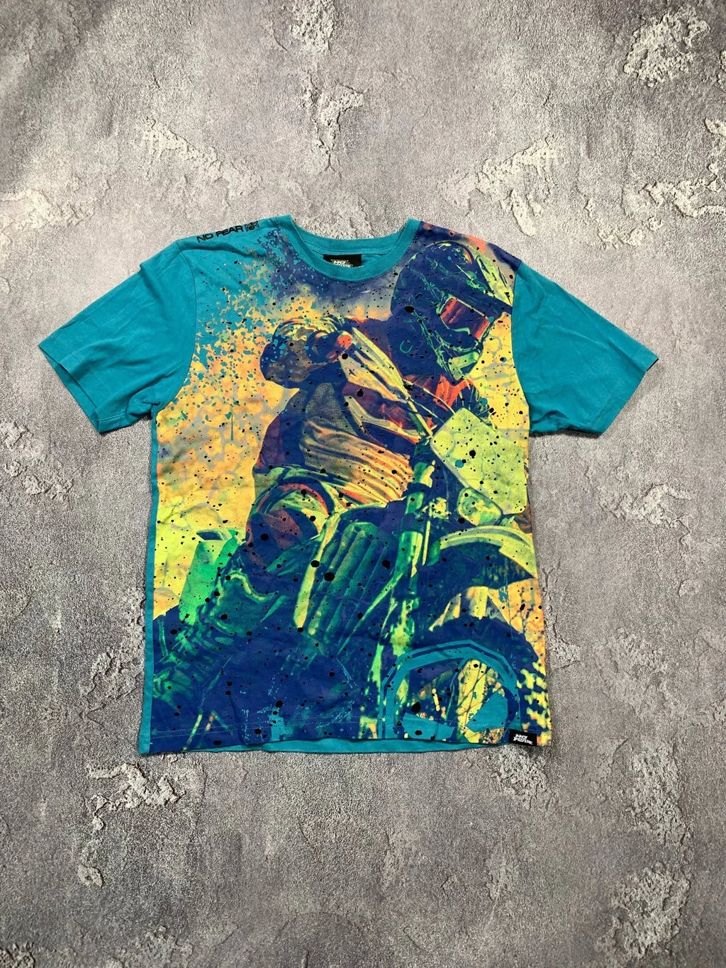 No Fear MX T-Shirt Mens Size S Motocross Graphic Tee Blue Streetwear