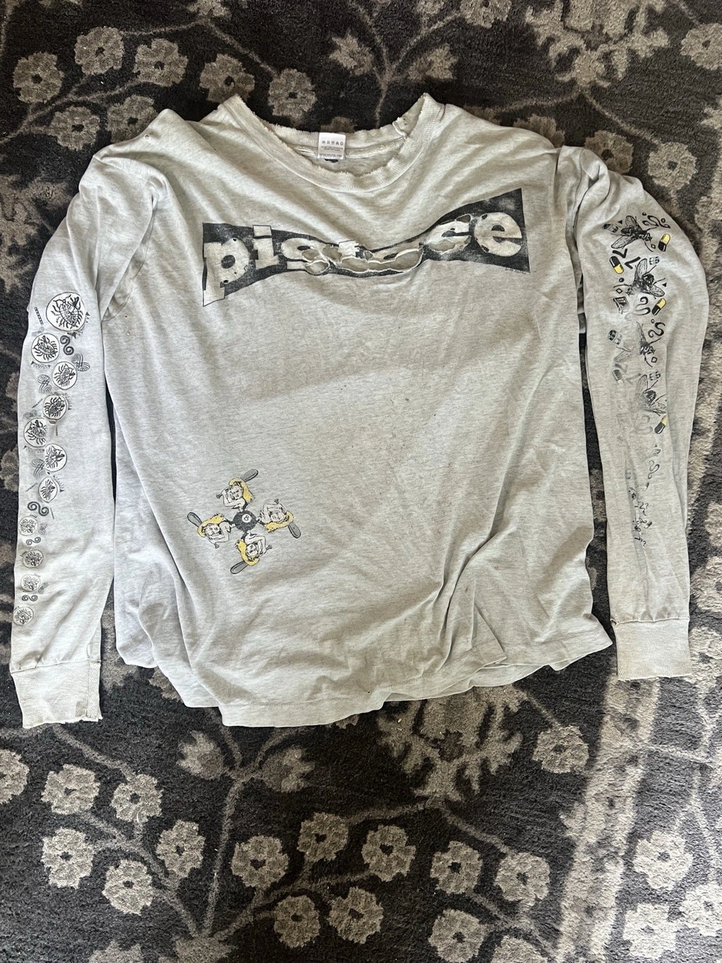 Vintage Thrashed 1991 Pigface Welcome To Mexico Asphole Long Sleeve Shirt