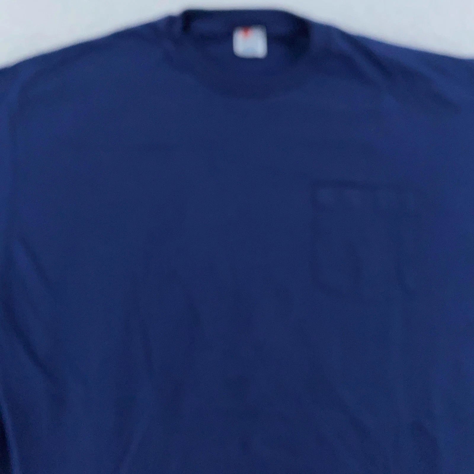 Vintage 90s Blank Navy Blue Hanes Pocket Shirt Mens L/XL Tee 100% Cotton Casual