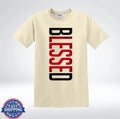 Blessed Shirt Minimalist Vertical Typography Faith Graphic T-Shirt