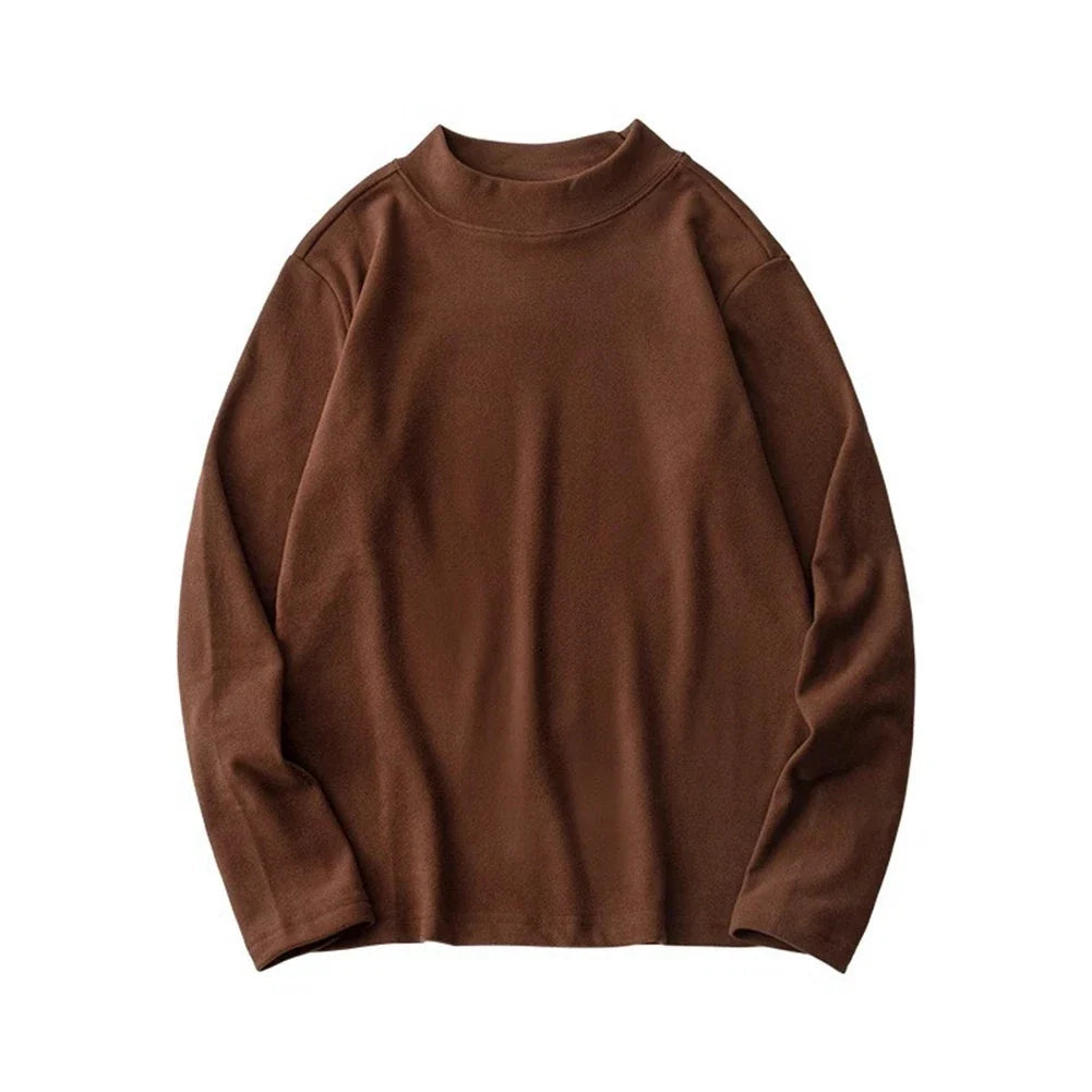 Men's Stretch Long Sleeve Sweatshirt with Half Turtleneck for Mobility and Ease