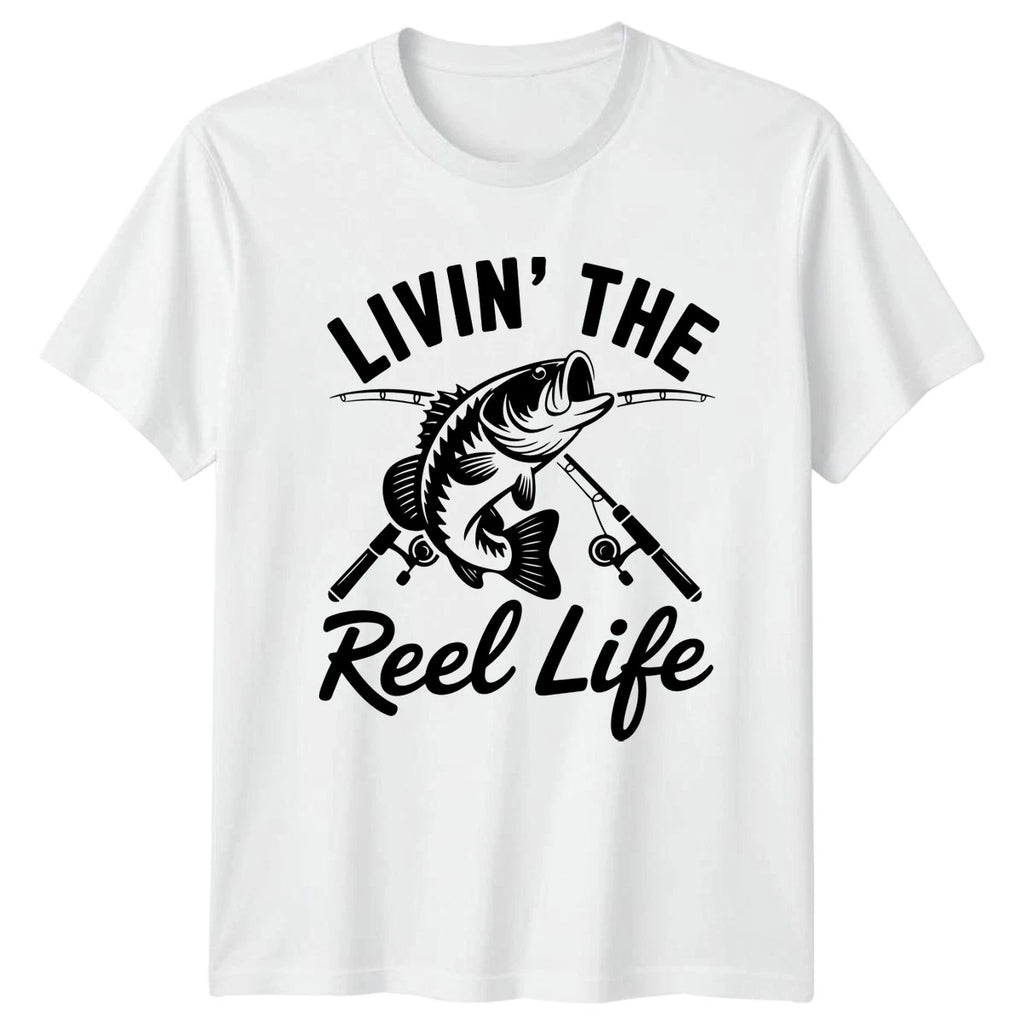 Livin The Reel Life Mens T-Shirt Bass Fishing Fathers Day Gift For Him