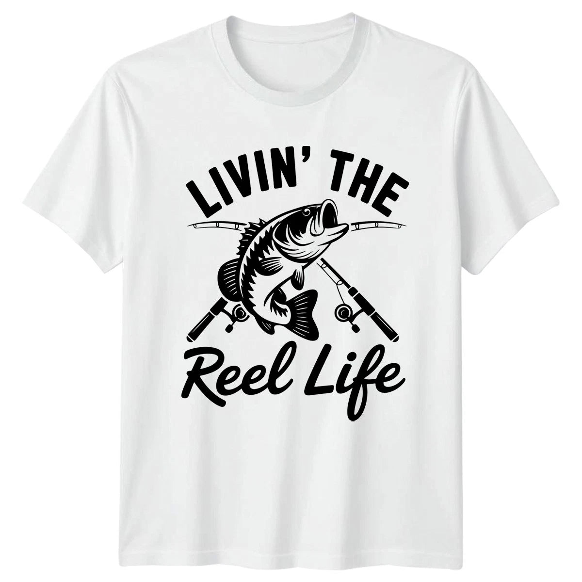 Livin The Reel Life Mens T-Shirt Bass Fishing Fathers Day Gift For Him