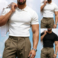 Men Short Sleeve Business Shirt Slim Fit Elastic Collar Casual T Shirt