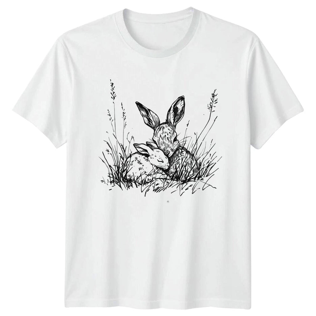 Rabbits Bunny Animals Mens T-Shirt Womens Tee Graphic Unisex Top Nature Lover