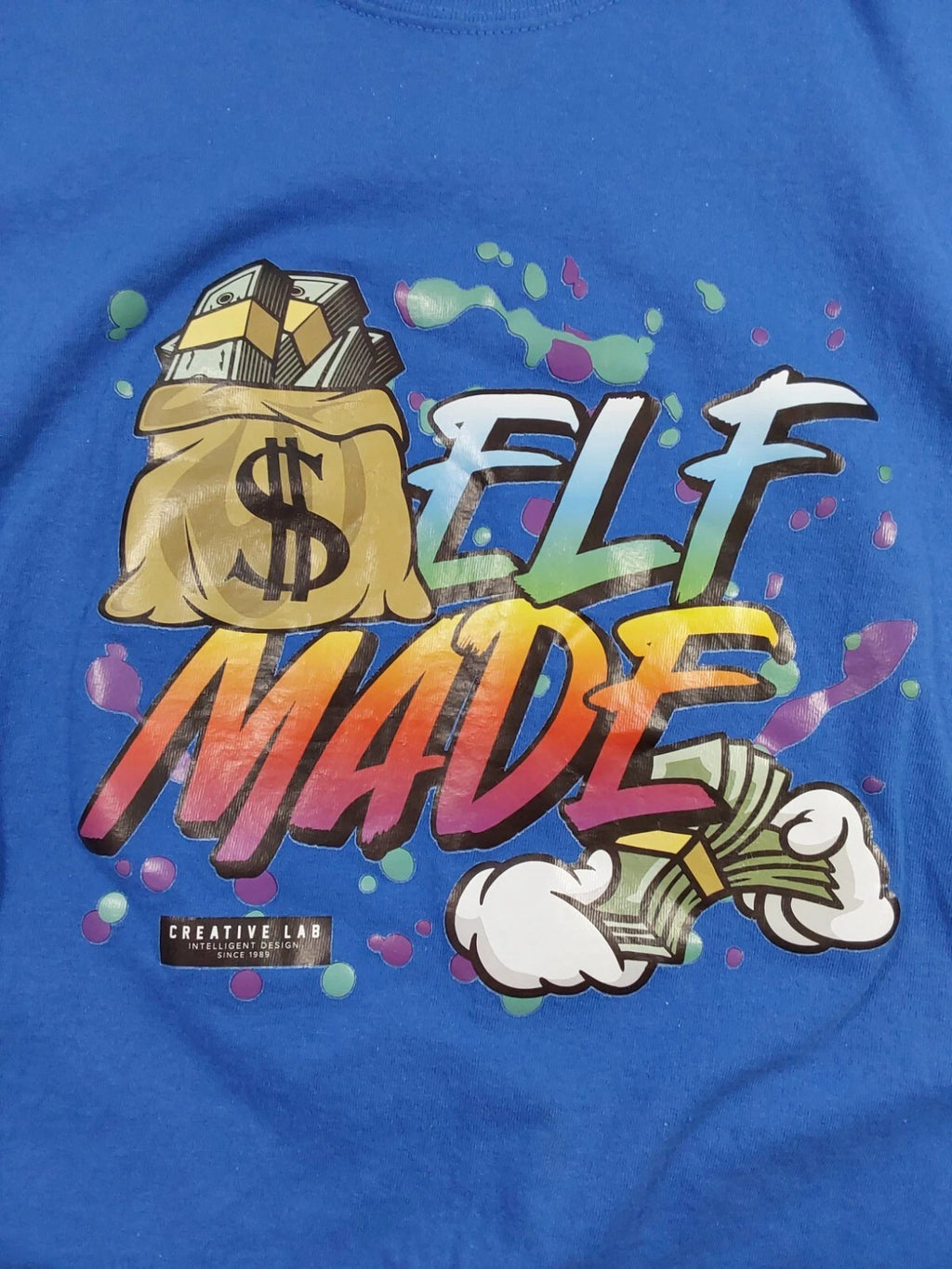Port & Company Unisex Blue Core Cotton Self Made Creative Lab T-Shirt Size XL
