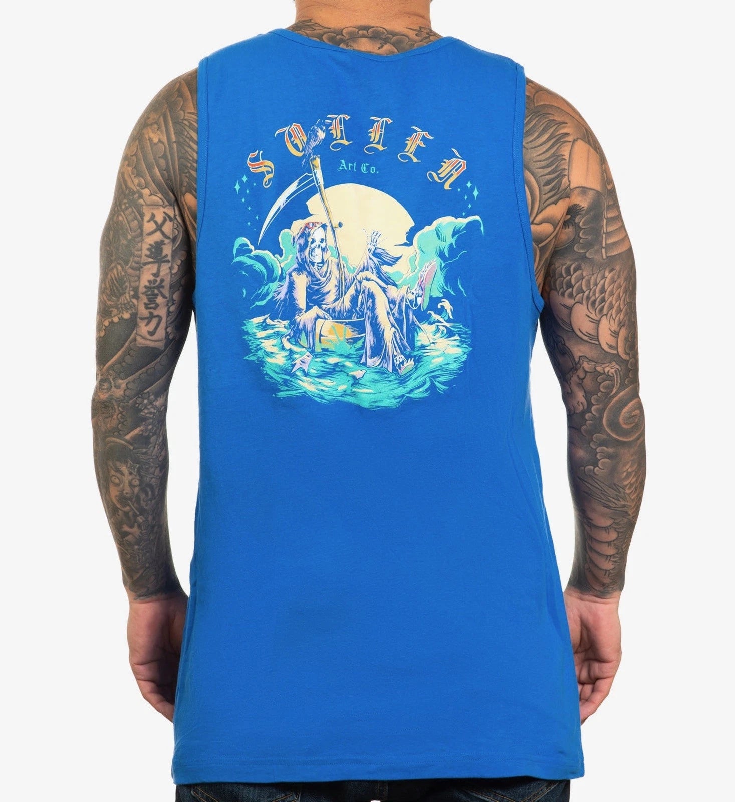 SULLEN CLOTHING TUBIN TATTOO ART BLUE PREMIUM TANK VEST T-SHIRT
