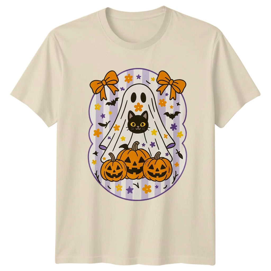 Cute Ghost Cat Pumpkin T-Shirt Halloween Gift For Him And Her