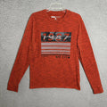 Aeropostale T Shirt Mens Medium Orange Chambray Long Sleeve Polyester Blend