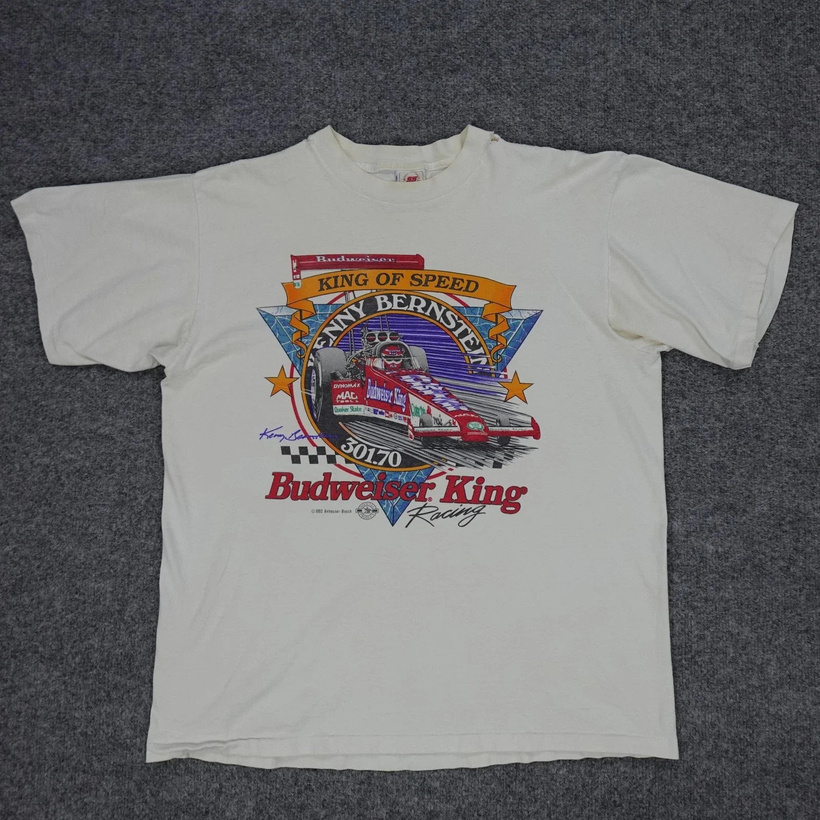 Vintage Sport Service Shirt Mens XL White Budweiser King Racing Tee 1993 USA
