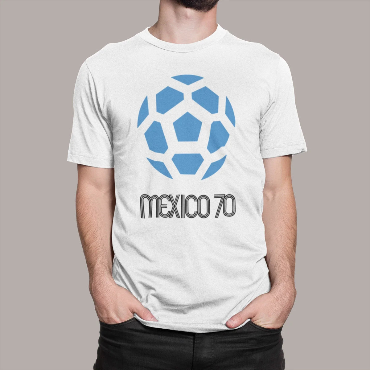 MEXICO 70 INSPIRED WORLD CUP LOGO T-SHIRT CLASSIC RETRO FOOTBALL QATAR 2022