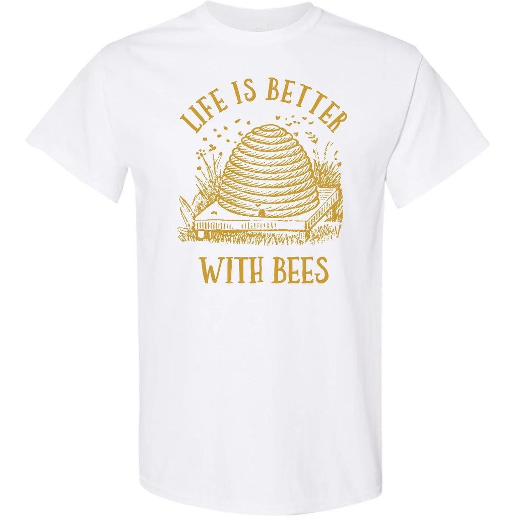 Inktastic Life's Better With Bees T-Shirt Beekeeper Honey Pollen Art Cute Line