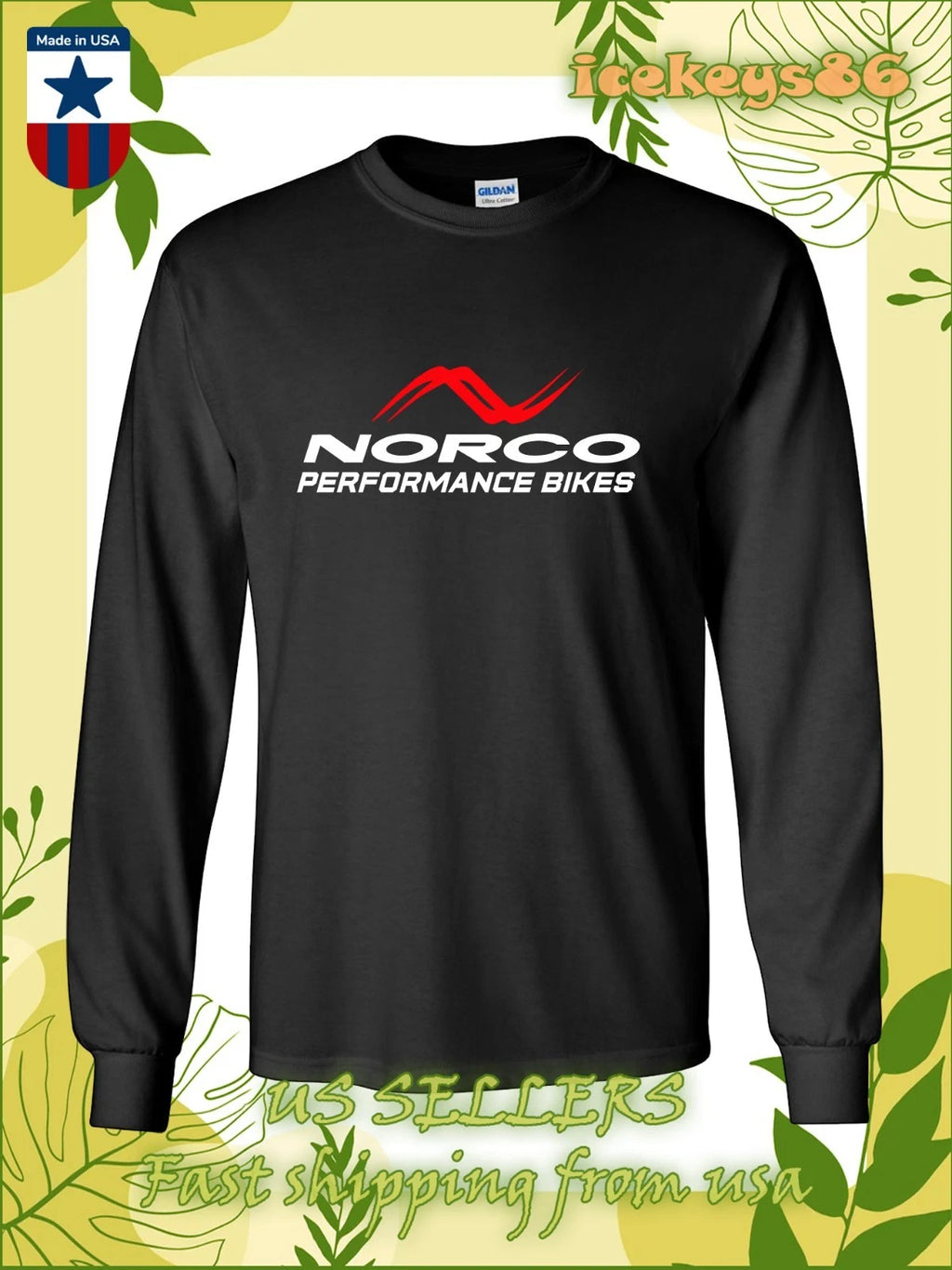 Norco Bicycles Mountain Bikes Men's Long Sleeve T-Shirt American Cool T-Shirt